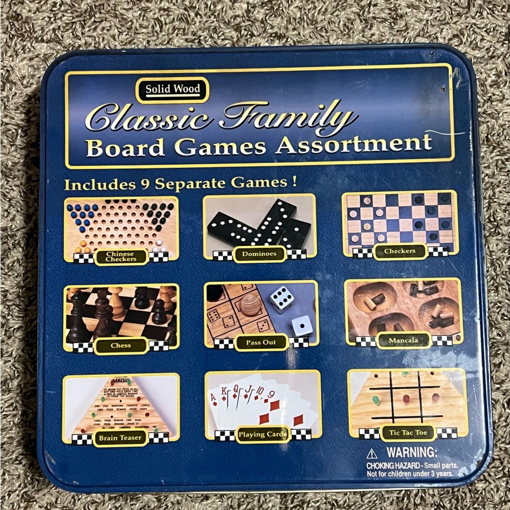 Classic Family Board Games Assortment - Solid Wood